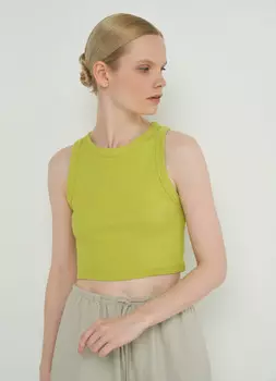 Укороченный топ в рубчик, Зеленый