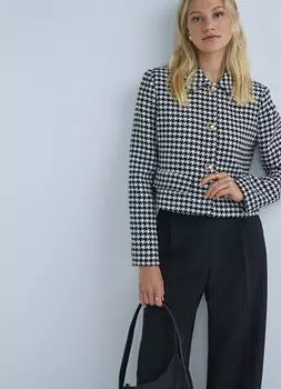 Укороченный твидовый жакет, Черный