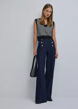 Укороченный вязаный жилет, Черный