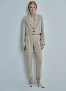 Укороченный жакет, Бежевый