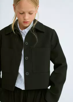 Укороченный жакет для девочек, Черный