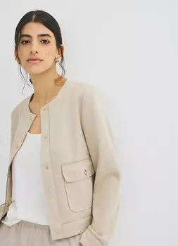 Укороченный жакет из искусственной замши, Бежевый