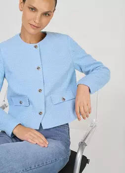 Укороченный жакет из твида, Голубой