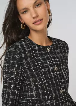 Укороченный жакет из твида, Серый