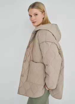 Ультралёгкая стёганая куртка с капюшоном, Бежевый