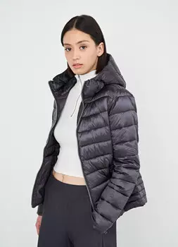 Ультралёгкая утеплённая куртка с капюшоном, Серый