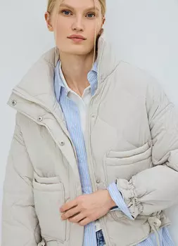 Утеплённая короткая куртка, Бежевый