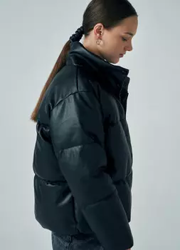 Утеплённая куртка из экокожи для девочек, Черный