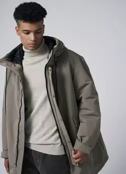 Утеплённая куртка-парка с капюшоном, Бежевый