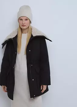 Утеплённая куртка-парка на кулиске, Черный