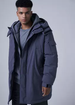 Утеплённая куртка-парка с капюшоном, Серый