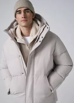 Утеплённая куртка с капюшоном, Белый