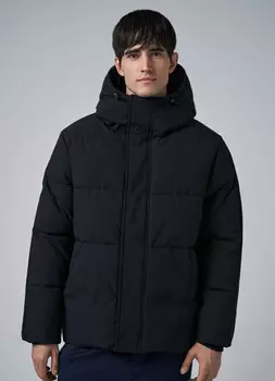 Утеплённая куртка с капюшоном, Черный
