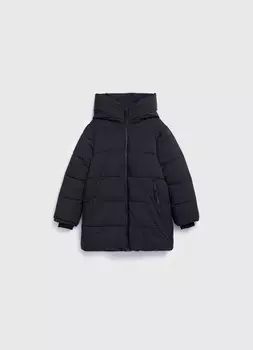 Утеплённая куртка с капюшоном для девочек, Черный