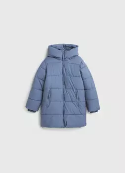 Утеплённая куртка с капюшоном для девочек, Синий