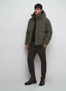 Утеплённая куртка с капюшоном, Зеленый