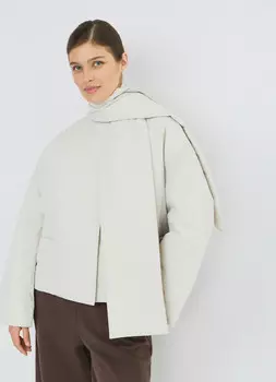 Утеплённая куртка с шарфом, Бежевый