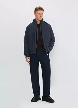 Утеплённая куртка с воротником-стойкой, Синий