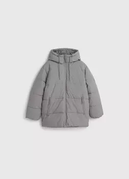 Утеплённая куртка со стопперами по низу для мальчиков, Серый