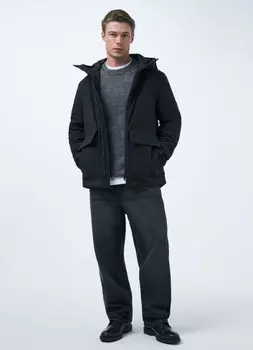 Утеплённая парка с накладными карманами, Черный
