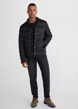 Утеплённая стёганая куртка-рубашка, Черный