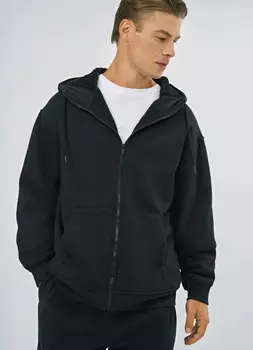 Утеплённая толстовка на молнии, Черный