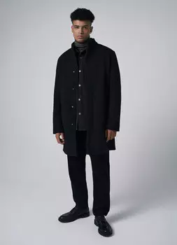 Утеплённое пальто с воротником-стойкой, Черный