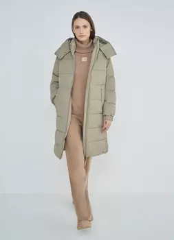 Утеплённое пальто с капюшоном, Бежевый