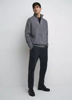 Утеплённые брюки из твила, Серый