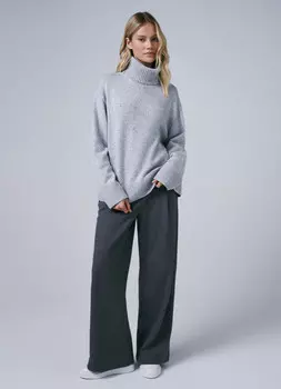 Утеплённые прямые брюки, Серый