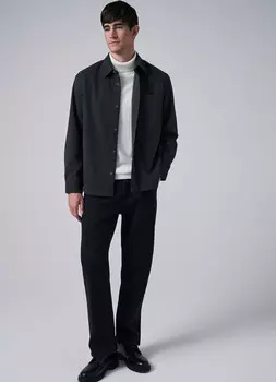 Утеплённые прямые джинсы с эффектом стирки, Серый