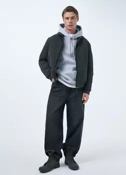 Утеплённый бомбер с воротником-стойкой, Зеленый