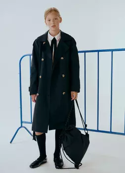 Утеплённый плащ для девочек, Черный