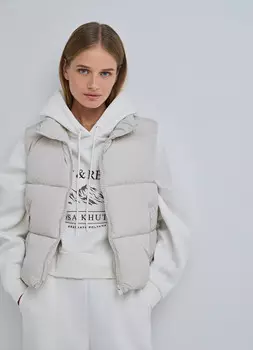 Утеплённый стёганый жилет, Бежевый