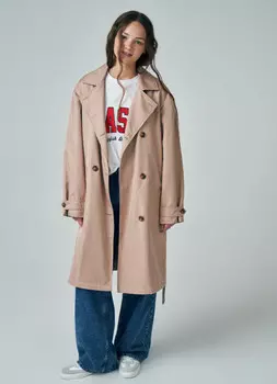 Утеплённый тренч для девочек, Бежевый