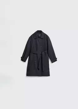 Утеплённый тренч для девочек, Черный