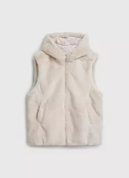 Утеплённый жилет из искусственного меха для девочек, Бежевый