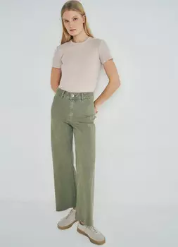 Узкая футболка в рубчик, Бежевый