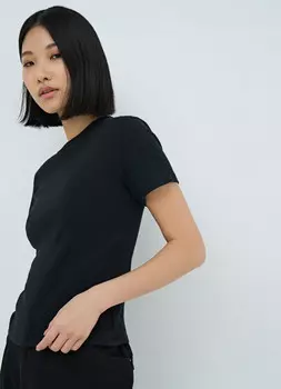 Узкая футболка в рубчик, Черный