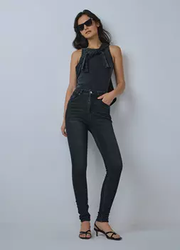 Узкие джинсы с высокой посадкой, Серый