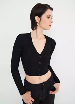 Узкий кардиган в рубчик, Черный