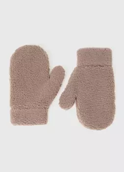 Варежки меховые, Бежевый