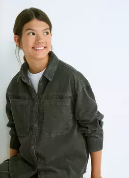 Вельветовая рубашка для девочек, Серый