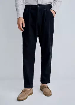 Вельветовые брюки-чиносы с защипами, Серый