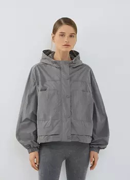 Ветровка с капюшоном, Серый