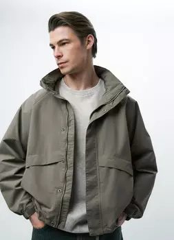 Ветровка с потайным капюшоном, Бежевый