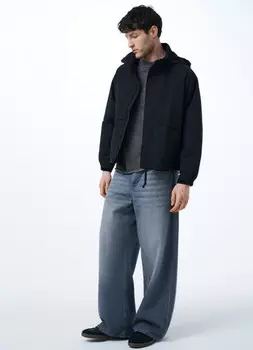 Ветровка с потайным капюшоном, Черный