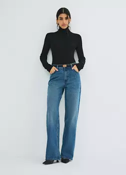 Водолазка из шерсти в рубчик, Черный