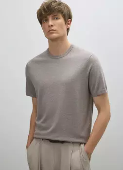 Вязаная футболка из пряжи, Бежевый