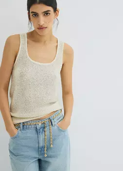 Вязаная майка с пайетками, Серебряный